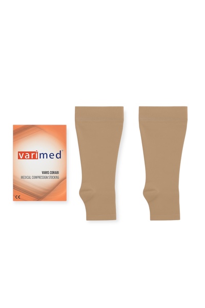 Varimed Çorabı Diz Altı Ucu Açık Ten Rengi