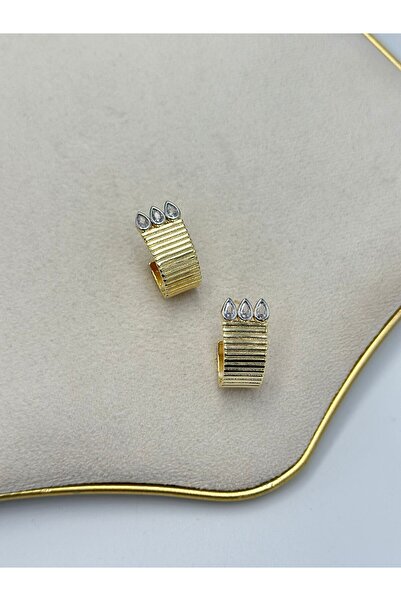 MyladyAccessoriess أقراط دائرية بتفاصيل قطرات مزدوجة اللون (فولاذ)