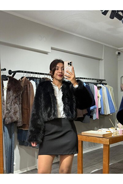 DipOL Butik Soft Touch Kısa Ceket – Siyah