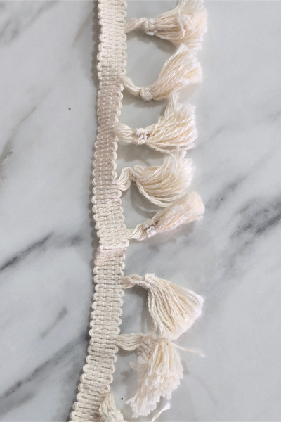 Morlay Cotton Ribbon Tassel Fringe, Natural Raw Weaving, Bohemian Rustic Tassel Edge 1 Meter