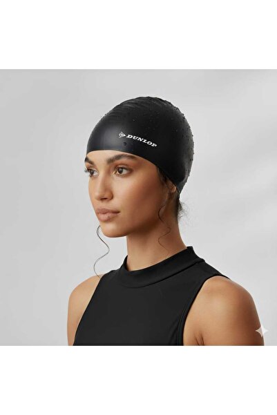 DUNLOP Silicone Swimming Cap Colorful Stretch Fabric Swimming Caps Non-Slip Waterproof