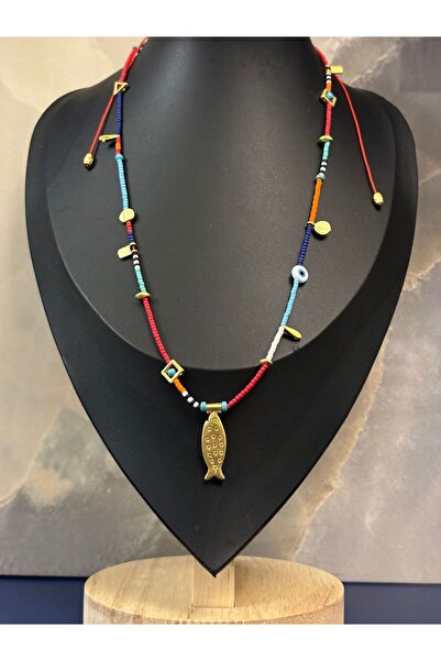 Idarosa Concept Bohem Renkli Boncuklu Pirinç Üzeri Altın Kaplama Mat Balık Uç...