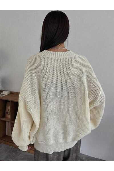 FAVORİST Tri̇ko Knitted O Oversized Crew Neck Sweater