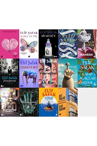 Doğan Kitap Aşk - Kayıp Ağaçlar Adası - Havva'nın Üç Kızı - Ustam ve Ben Elif Şafak 14 Kitap Takım