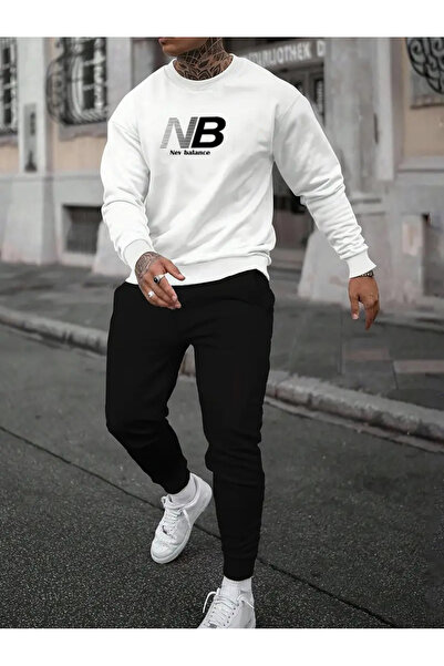 Flaubert Men's Printed Hoodie Oversize Circular Neck and Sweatpants 2-Piece Set