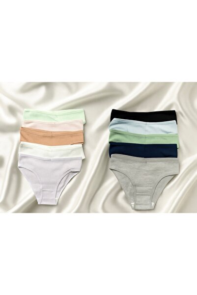 Oprah Kadın 10 Lü Paket Renkli Pamuklu Külot String