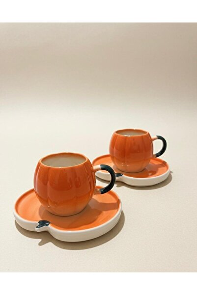 Arsila Home 2 Kişilik El Yapımı Bal Kabağı Şeklinde Türk Kahvesi Fincan Takımı