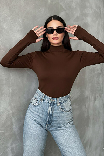 oshebu Women's Bodysuit with Finger Detail – Long Sleeves | Flexible and Soft Fabric