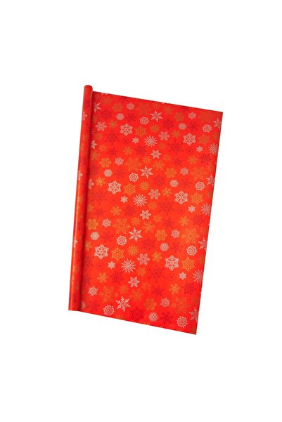 OEM Κόκκινο χαρτί περιτυλίγματος με χριστουγεννιάτικες νιφάδες χιονιού 150x70εκ.