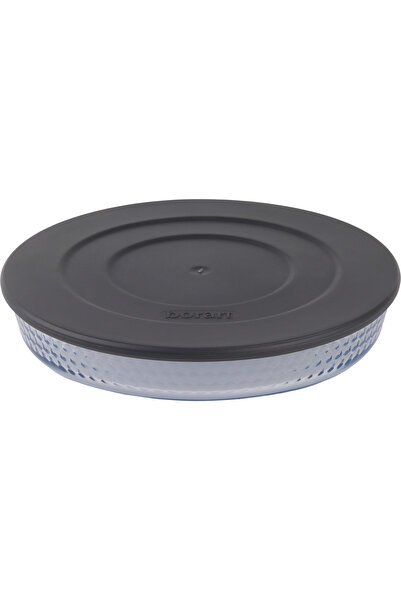 Borart Antrasit Plastik Kapaklı Küçük Petek Desenli Yuvarlak Tepsi