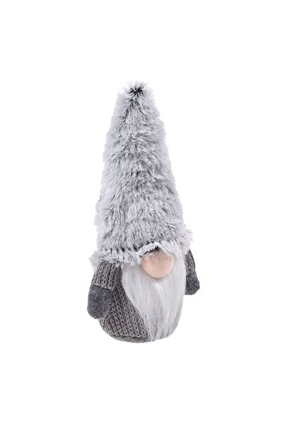 OEM Decorative Christmas Figurine Gnome Gray Fur Hat 31cm