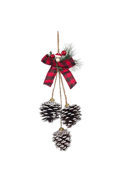 OEM Ornament Decorativ Suspendabil de Craciun cu 3 Conuri Ninse Crenguta Pang...