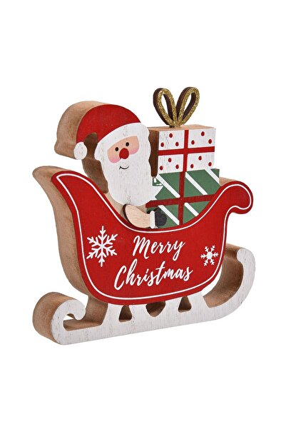 OEM Χριστουγεννιάτικη Διακόσμηση Ξύλινο Έλκηθρο με Άγιο Βασίλη και Δώρα με Γκ...