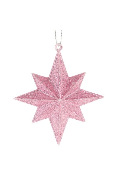 OEM Ornament Brad de Craciun Stea 3D Roz cu Glitter 10cm