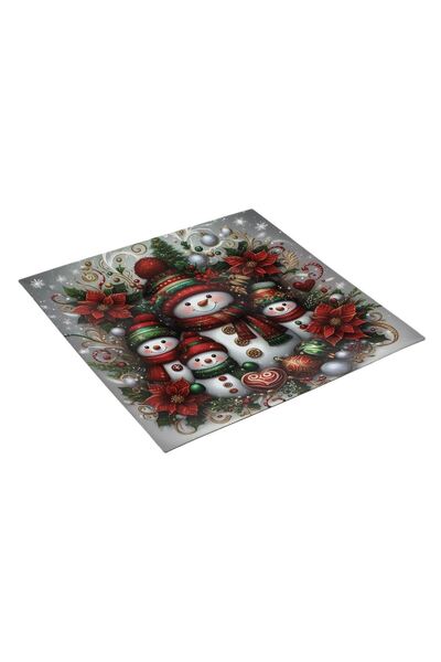 OEM Christmas Decorative Square Plastic Plate Snowman Christmas Globes 30x30cm