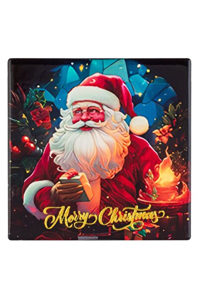 OEM Square Ceramic Christmas Glass Holder Santa Claus 10.8x10.8cm