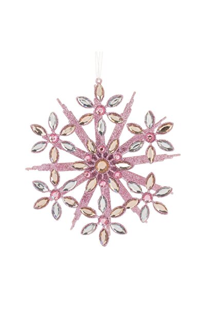 OEM Ormanent Brad de Craciun Fulg 3D Roz cu Glitter & Cristale 13x2x13cm