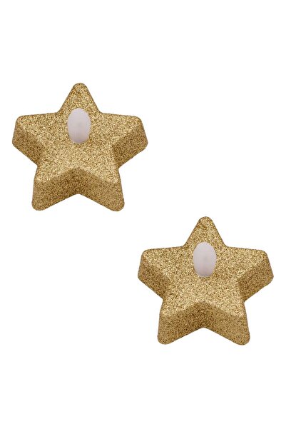 OEM Christmas LED Candles Golden Stars with Glitter Warm Light 5.5x5.5x4.5cm - 2pcs