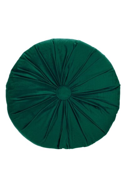OEM Velvet Decorative Pillow with Green Buttons Ø40x10cm