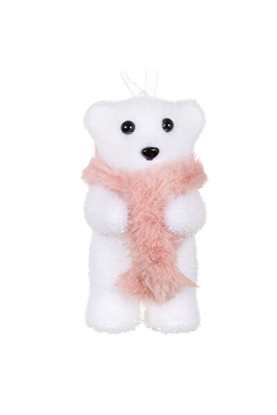 OEM Ornament din Spuma pentru Brad de Craciun Ursulet Alb Roz cu Fular 11 cen...