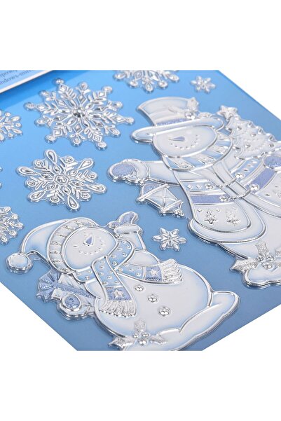 OEM Christmas Decorative Stickers Snowman Lanterns Silver Snowflake 18x23cm