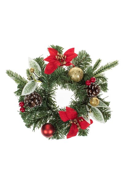 OEM Inel Decorativ pentru Lumanare de Craciun cu Craciunite Rosii Pomusoare G...