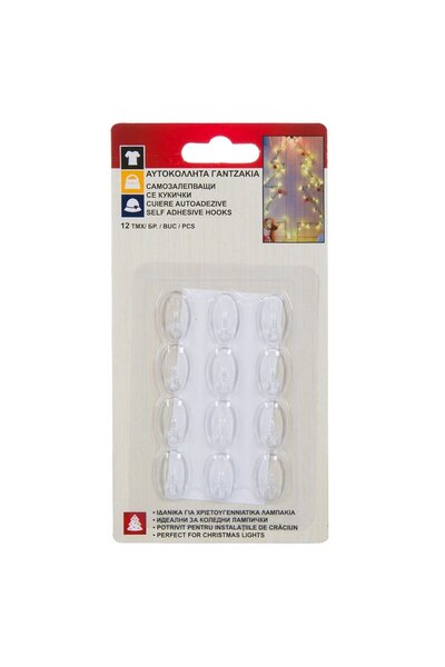 OEM Transparent Self-Adhesive Hooks (Ideal for Lighting Installations) - 12pcs