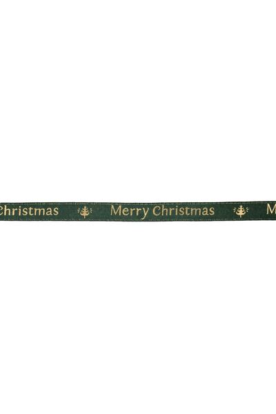 OEM Decorative Ribbon Christmas Tree Green Gold Fir "Merry Christmas" 5mx9mm