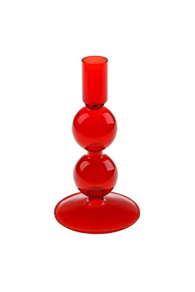 OEM Decorative Red Glass Candlestick Model 2 Balls Ø9x17cm