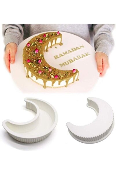 Generic Moon Shape Silicone Cake Mold White 9.05x7x2.08inch