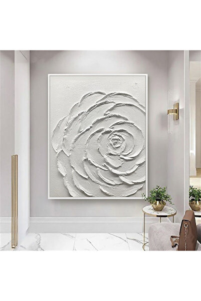 Linacci Σετ γυάλινης ζωγραφικής με αφίσα με λευκό λουλούδι με μονό λευκό μεταλλικό πλαίσιο