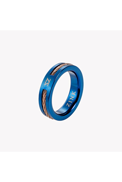 ZINK Men's Blue & Rose Gold Stainless Steel Ring (ZJRG041RG)