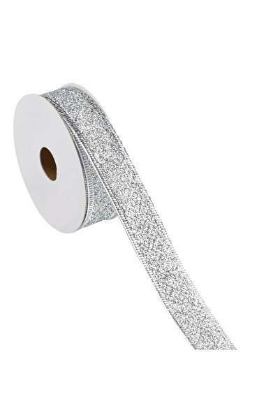 OEM Panglica pentru Brad de Craciun Glitter Argintiu 5m x 22mm