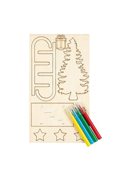 OEM Χριστουγεννιάτικο Σετ Χειροτεχνίας: Ξύλινο Έλκηθρο με Μαρκαδόρους