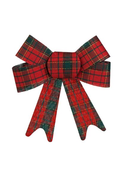OEM Set of Red and Green Checkered Christmas Decorative Bows 12x14cm - 3pcs