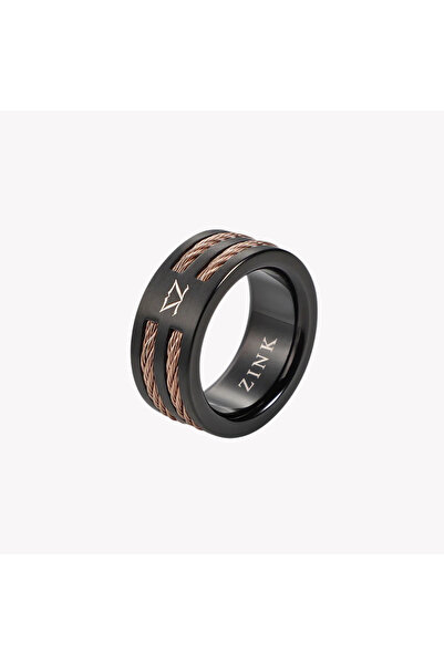 ZINK خاتم رجالي من الذهب الوردي والفولاذ المقاوم للصدأ باللون الأسود | Zjrg040r
