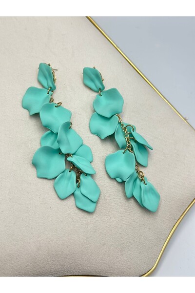 MyladyAccessoriess Turquoise Multi Leaf Detail Dangle Earrings (Brass Plated)