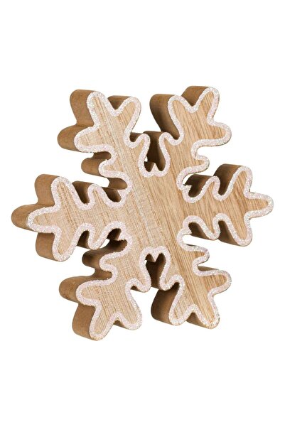 OEM Decoratiune de Craciun din Lemn Fulg Holografic Glitter 15cm