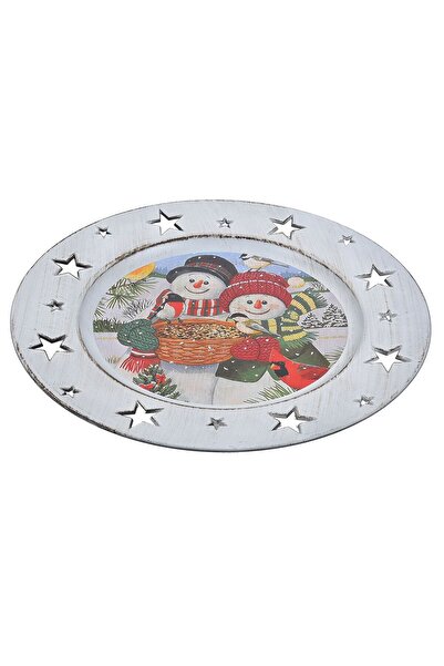 OEM Round Plastic Decorative Plate Snowman Stars Ø33cm