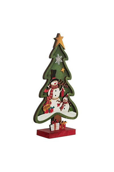 OEM Brad de Craciun din Lemn & Om de Zapada 28.5cm