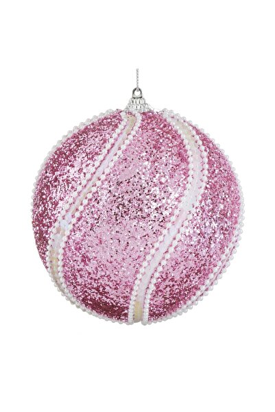 OEM Glob de Craciun Roz cu Glitter & Paiete 12cm