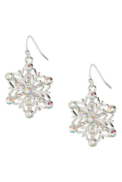 OEM Silver Color Snowflake Christmas Earrings with Strass