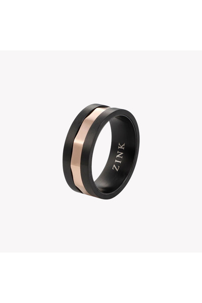 ZINK Men's Stainless Steel Black & Rose Gold Ring | ZJRG037RG