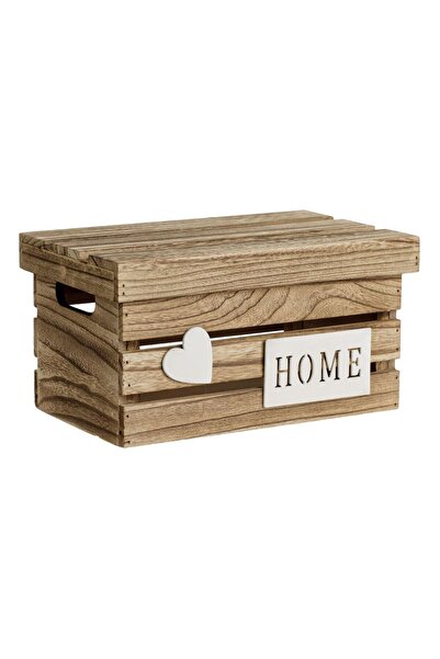 OEM Decorative Natural Color Wooden Crate with Lid Home Heart 28x17x15cm