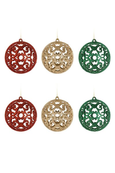 OEM Σετ χρυσών, κόκκινων και πράσινων χριστουγεννιάτικων μπαλών με γκλίτερ κα...