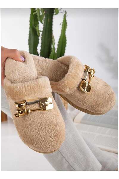 Rose Women's Winter Casual House Slippers with Teddy Bear Buckle