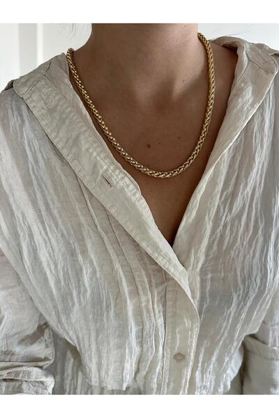 Charmist 14K Çelik Üzeri Altın Kaplama Kalın Zincir