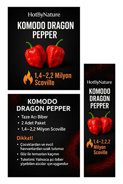 HotByNature KOMODO DRAGON PEPPER / 1,4 – 2,2 Milyon Scoville - Gerçek Taze Acı Biber