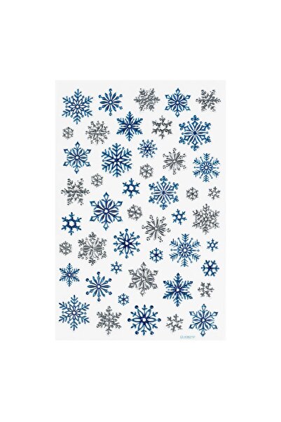 OEM Autocolante Decorative de Craciun Fulgi Argintii Bleu - 47buc