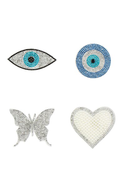 OEM Sticker Set - Patches Hearts Eyes Butterflies with Beads & Rhinestones - 6pcs
